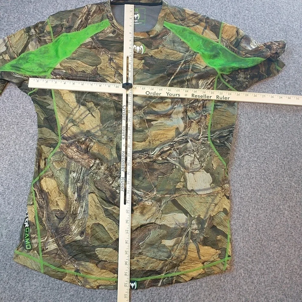 Monster Camo Mens 2XL Performance T-Shirt Real Tree Camouflage Neon Green Mesh